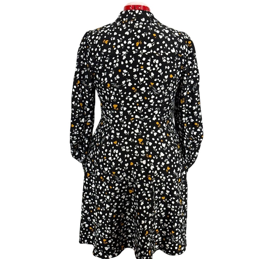 Karl Lagerfeld Black Floral Sheer Long Sleeve Crepe Button Shirtdress Women 10 - Picture 5 of 9